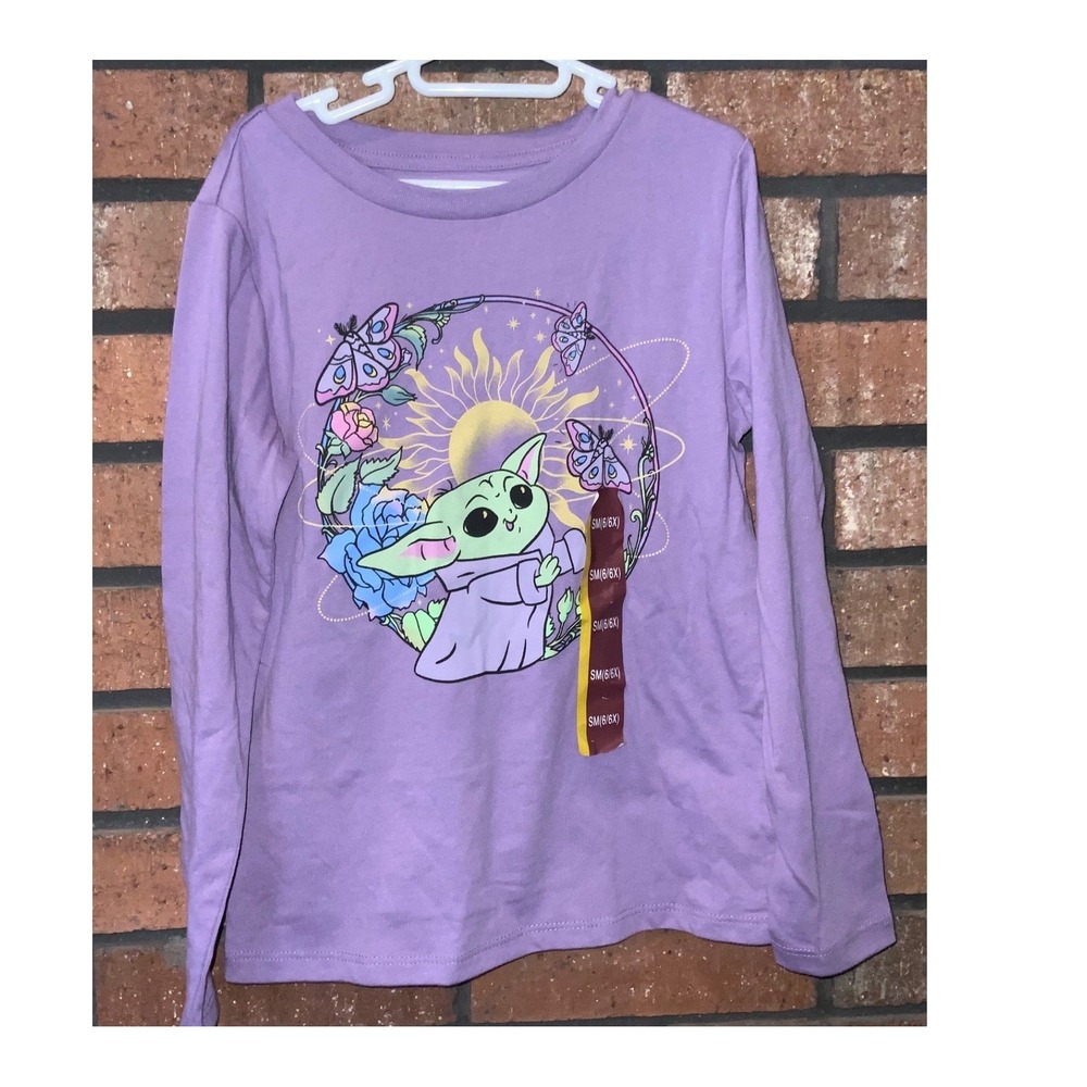 Star Wars Mad Engine Grogu Baby Yoda Purple Long Sleeve Graphic Tee Girls 6/6X